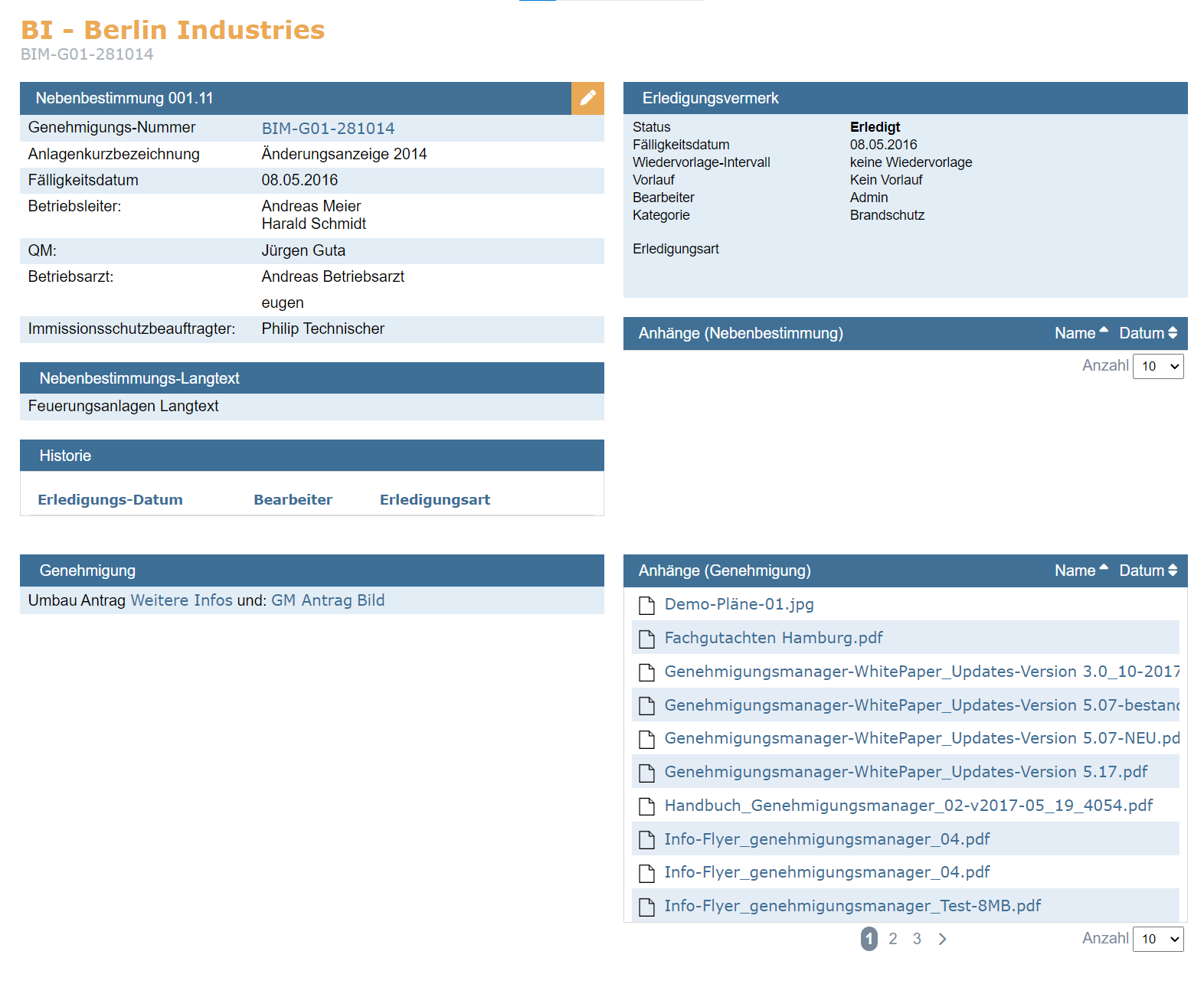 Übersicht Genehmigung
